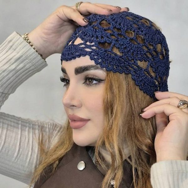 کلاه قلاب بافی رنگی - مانتو پاتریس رشت