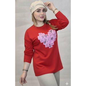 بلوز آستین بلند چاپ قلب دورس سبک - مانتو پاتریس رشت