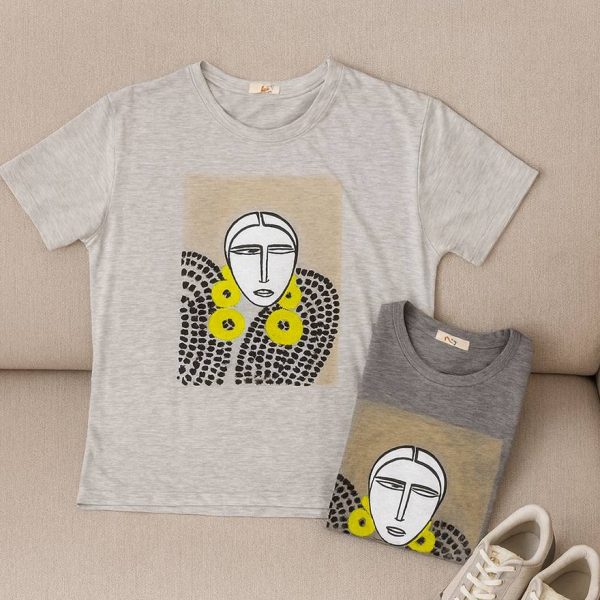 تیشرت ملانژ چاپ دختر - مانتو پاتریس رشت