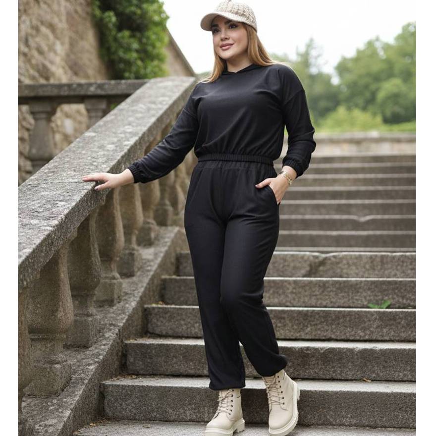 ست هودی شلوار ریلی مشکی