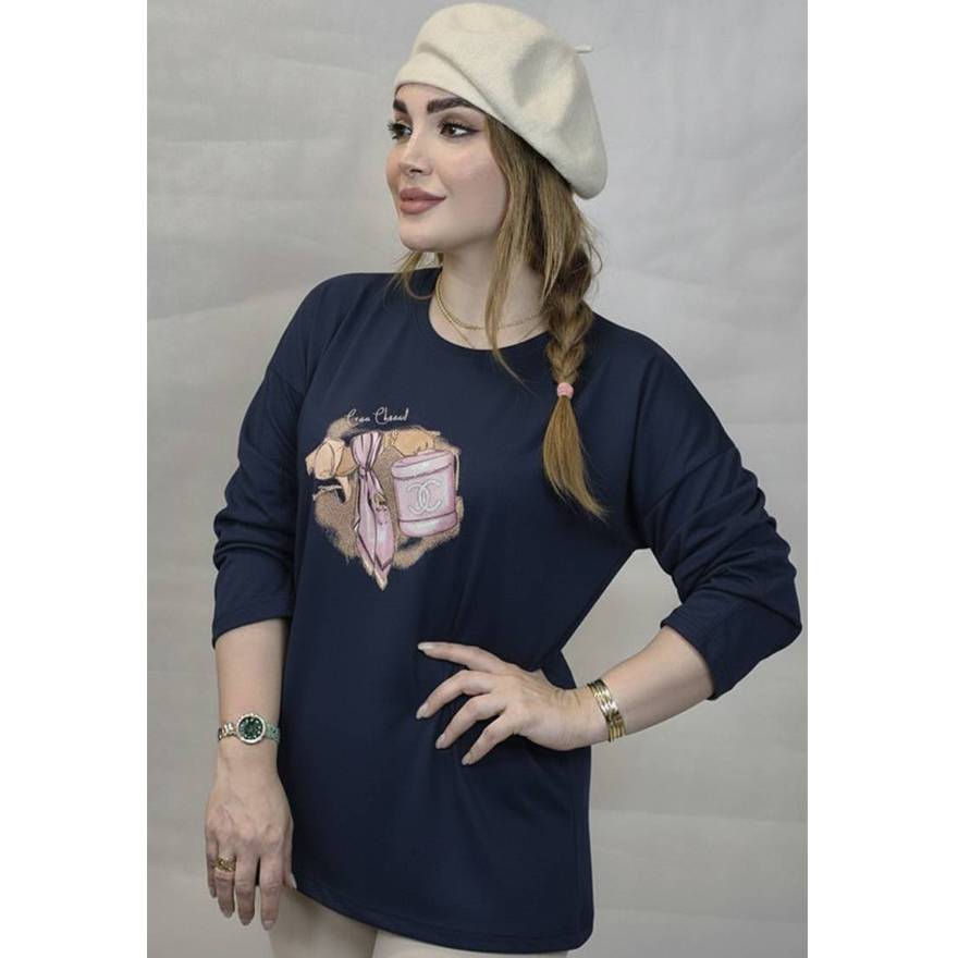 بلوز آستین بلند چاپ چنل - مانتو پاتریس رشت