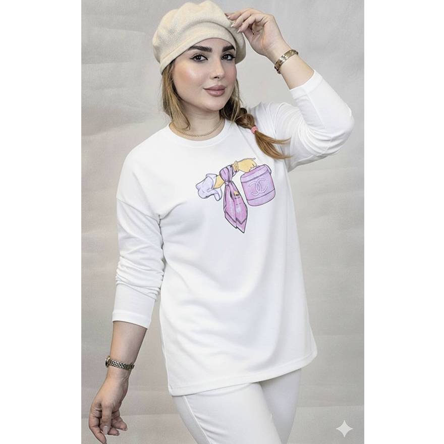 بلوز آستین بلند چاپ چنل - مانتو پاتریس رشت