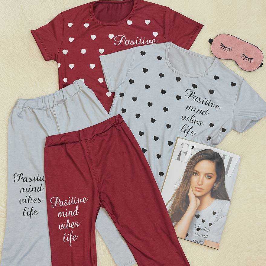 ست تیشرت شلوارک قلبی