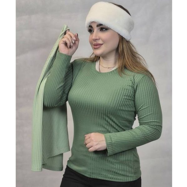 بلوز آستین بلند فانریپ ساده -