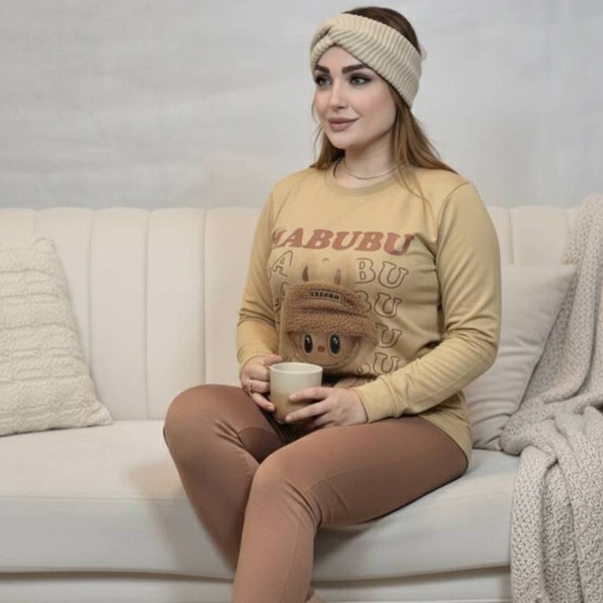 ست بلوز شلوار کرم قهوه ای لبوبو- مانتو پاتریس رشت