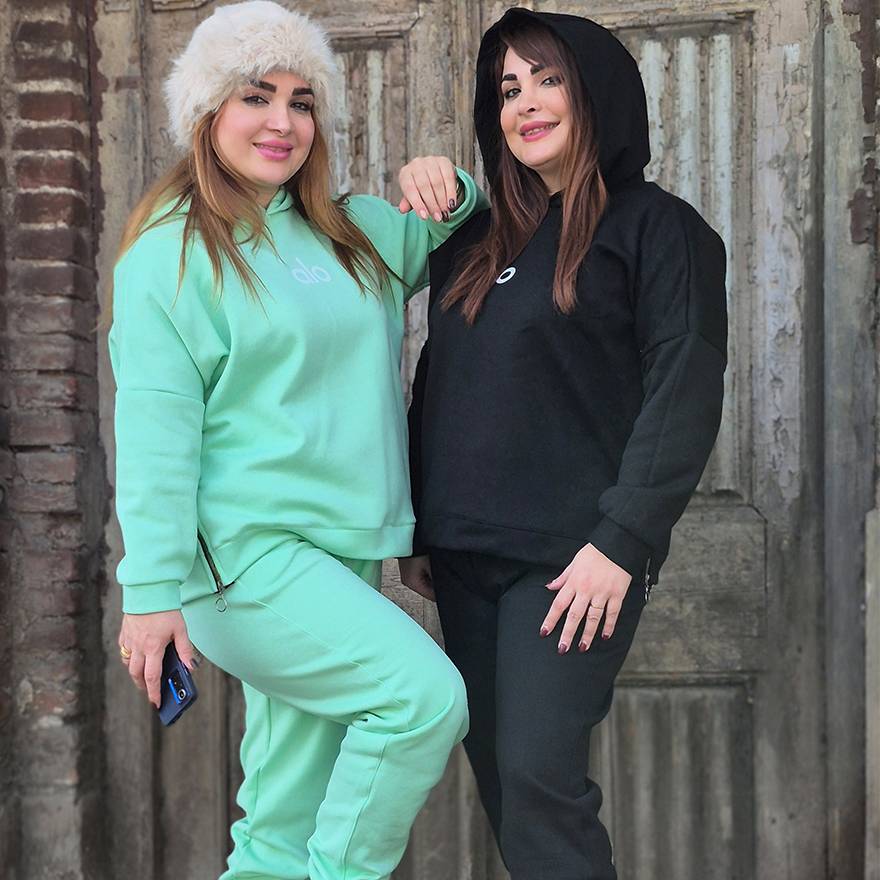 ست هودی شلوار بغل زیپ الو دورس