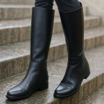 بوت بلند مشکی چرم - مانتو پاتریس رشت