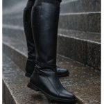 بوت بلند مشکی چرم - مانتو پاتریس رشت