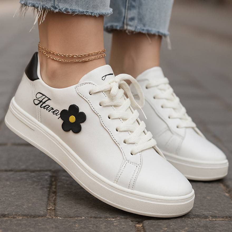 کتونی ونس سفید مشکی گلدار - مانتو پاتریس رشت