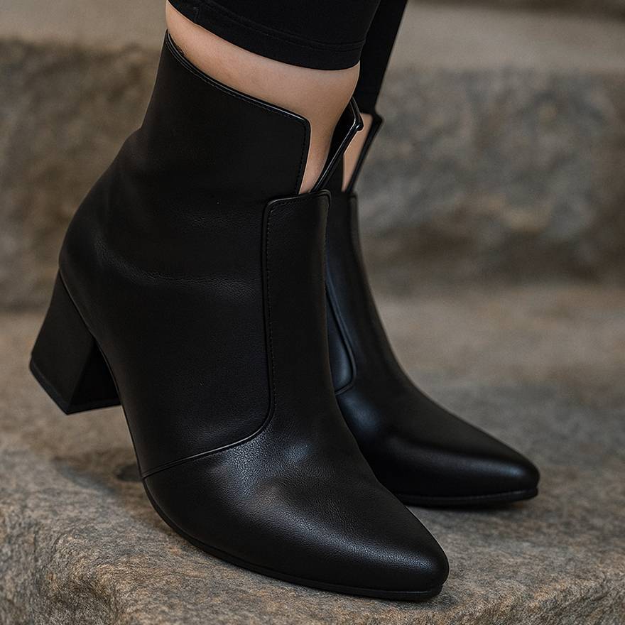 نیم بوت پاشنه دار مشکی - مانتو پاتریس رشت