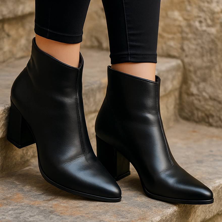 نیم بوت پاشنه دار مشکی - مانتو پاتریس رشت