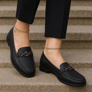 نیم بوت چنل مشکی چرم - مانتو پاتریس رشت