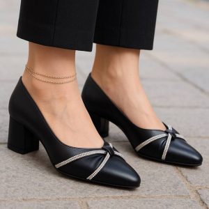 کفش پاپیونی نگینی مشکی