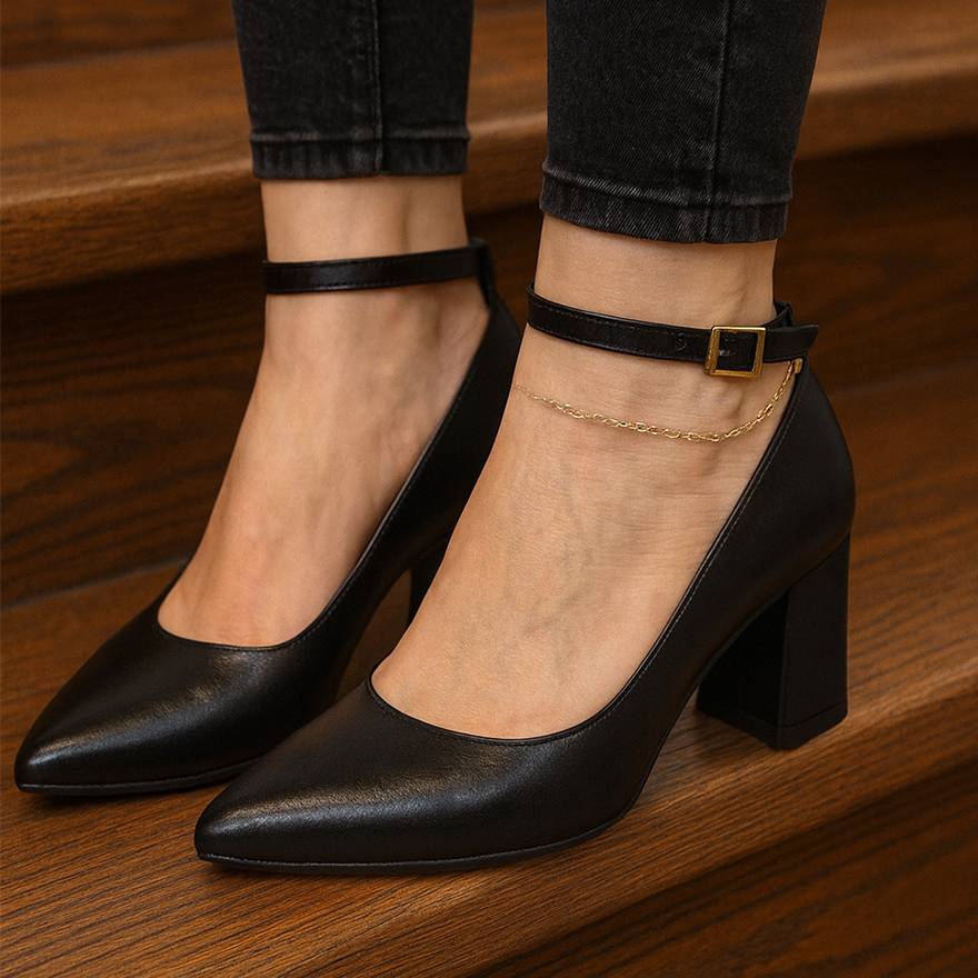 کفش پاشنه دار دور مچی مشکی