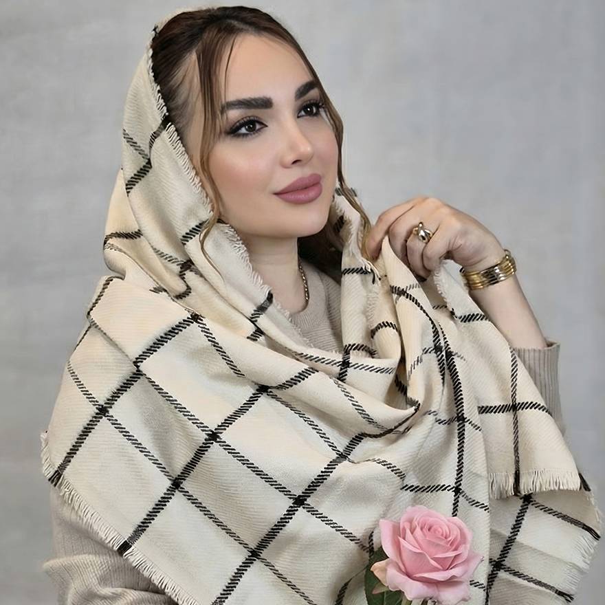 شال موهر لبه ریش چهارخونه