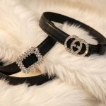 کمربند نگینی چرم مشکی - مانتو پاتریس رشت