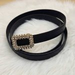 کمربند نگینی چرم مشکی - مانتو پاتریس رشت