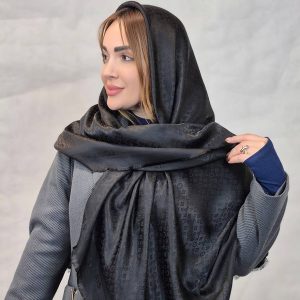 روسری ژاکارد مشکی طرحدار - مانتو پاتریس رشت