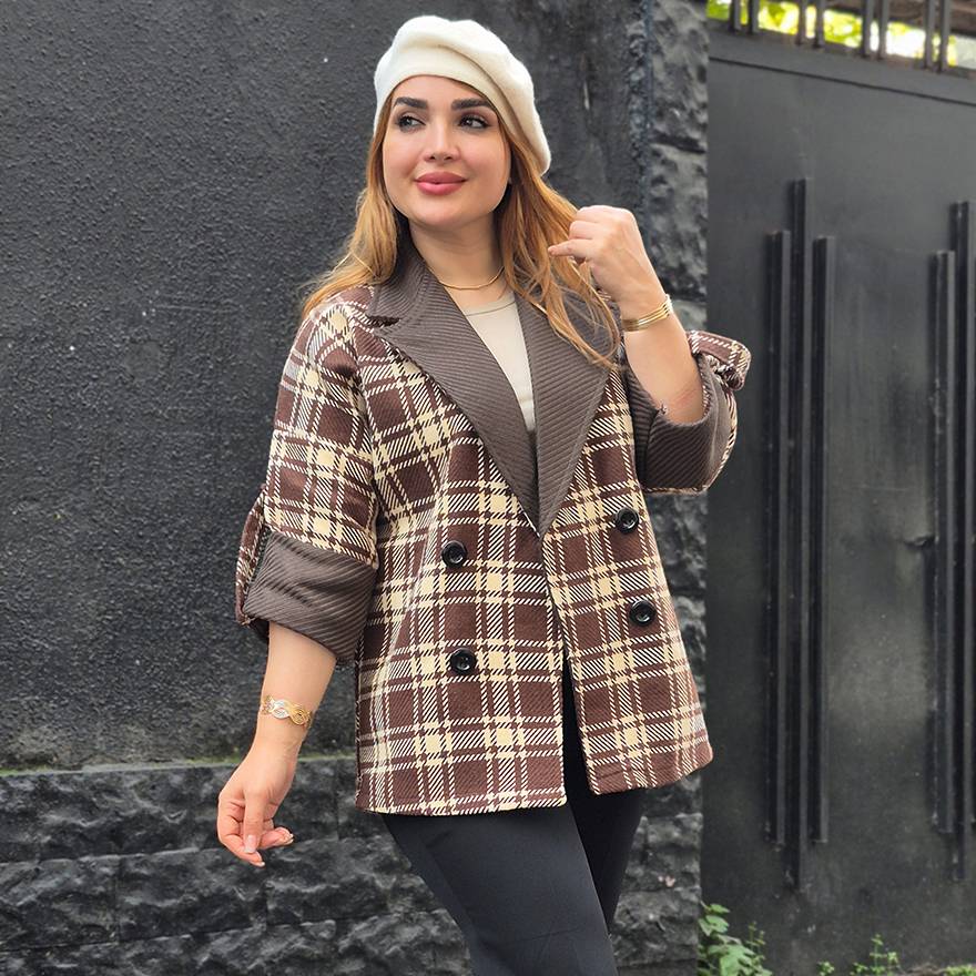 پالتو کتی چهارخونه فوتر - مانتو پاتریس رشت