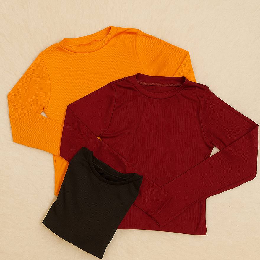 بلوز آستین بلند کراپ یقه گرد فانریپ - مانتو پاتریس رشت