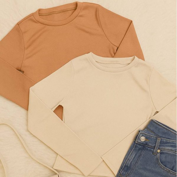 بلوز آستین بلند کراپ یقه گرد فانریپ - مانتو پاتریس رشت