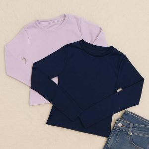 بلوز آستین بلند کراپ یقه گرد فانریپ - مانتو پاتریس رشت