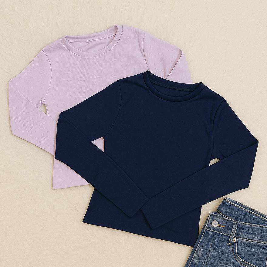 بلوز آستین بلند کراپ یقه گرد فانریپ - مانتو پاتریس رشت