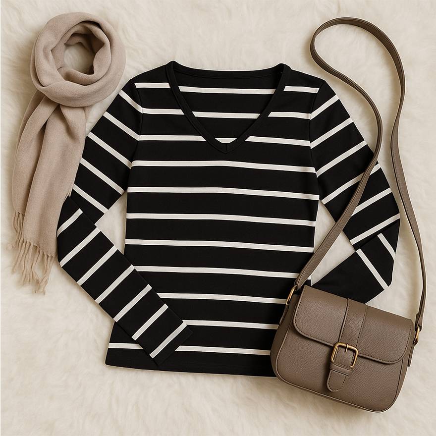 بلوز کراپ راه راه فانریپ - مانتو پاتریس رشت