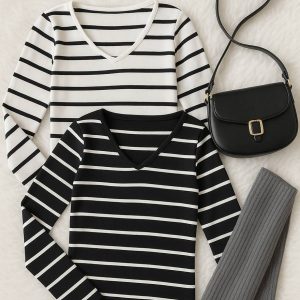 بلوز کراپ راه راه فانریپ - مانتو پاتریس رشت