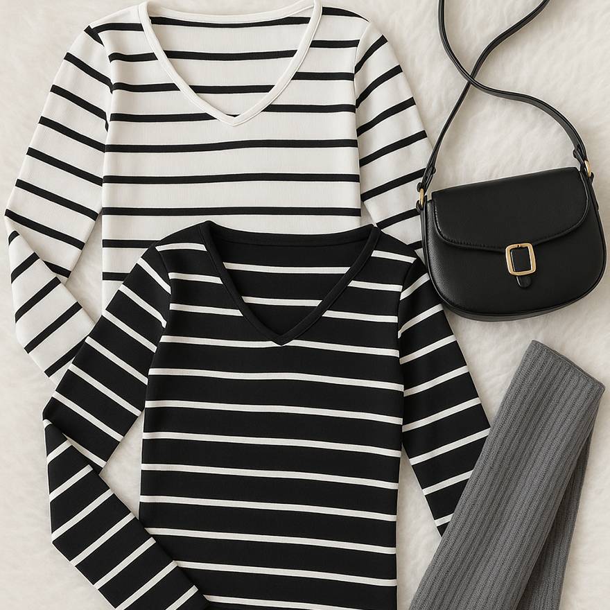 بلوز کراپ راه راه فانریپ - مانتو پاتریس رشت