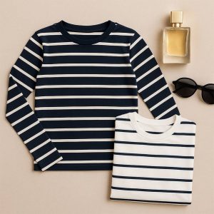 بلوز یقه گرد آستین بلند راه راه فانریپ