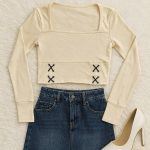 بلوز کراپ یقه خشتی - مانتو پاتریس رشت