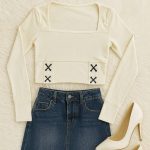 بلوز کراپ یقه خشتی - مانتو پاتریس رشت