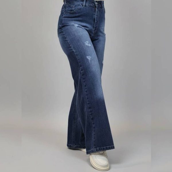 4110010-12 شلوار فول بگ جین زاپدار سرمه ای - مانتو پاتریس رشت