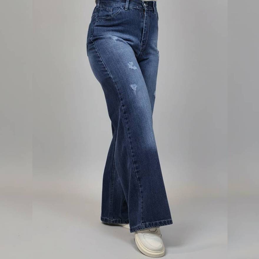 شلوار فول بگ جین زاپدار سرمه ای - مانتو پاتریس رشت