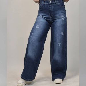 شلوار فول بگ جین زاپدار سرمه ای - مانتو پاتریس رشت