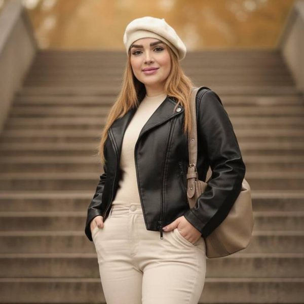 کت کراپ چرم زیپ کج - مانتو پاتریس رشت