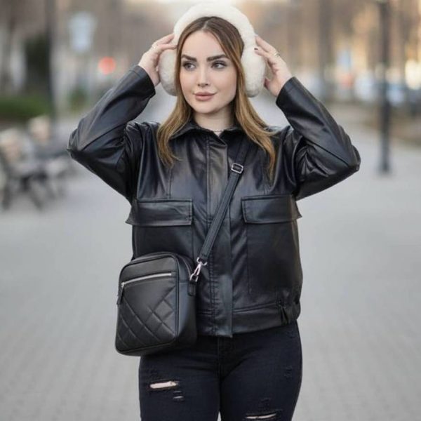 کت کراپ چرم جیب دار - مانتو پاتریس رشت