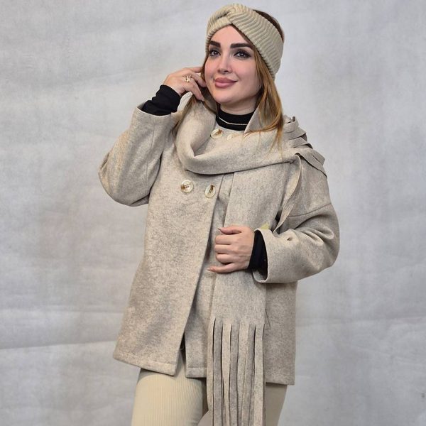 4610026-2 پالتو فوتر شال دار 4 دکمه -مانتو پاتریس رشت