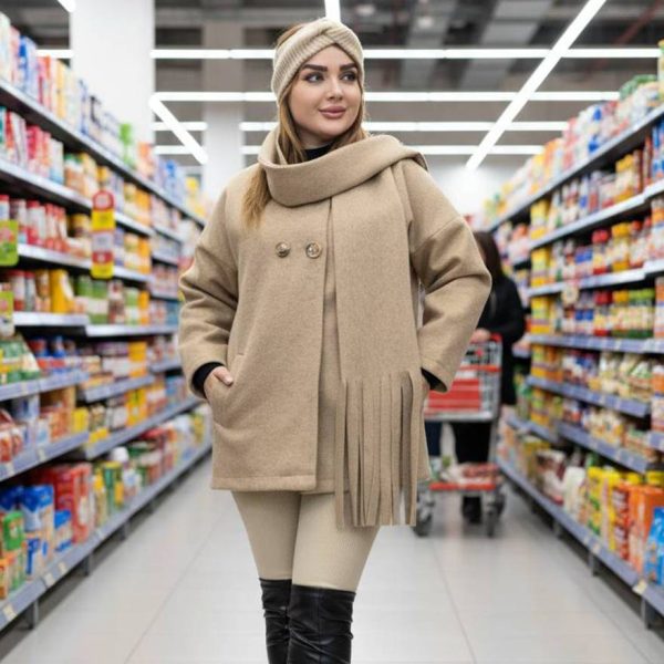 پالتو فوتر شال دار 4 دکمه -مانتو پاتریس رشت