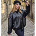 بامبر چرم مشکی - مانتو پاتریس رشت