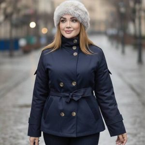 بارانی کتان یقه ایستاده - مانتو پاتریس رشت