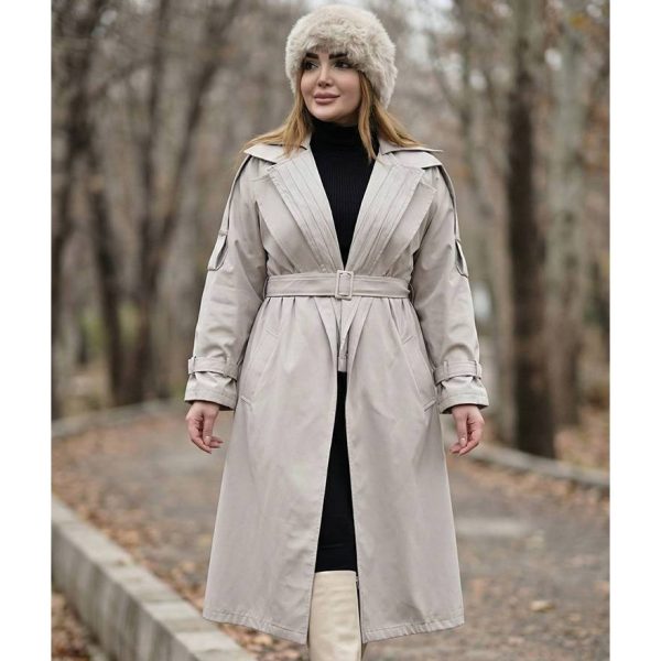 بارانی بلند یقه پلیسه - مانتو پاتریس رشت