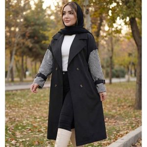 بارانی بلند آستین چهارخونه - مانتو پاتریس رشت