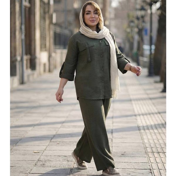 24900632-7 ست مانتو شلوار صوفیا جیب دکمه - مانتو پاتریس رشت