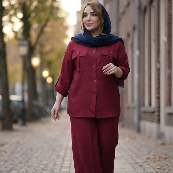 ست مانتو شلوار صوفیا جیب دکمه