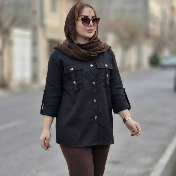 مانتو جیب صلیبی مشکی - مانتو پاتریس رشت