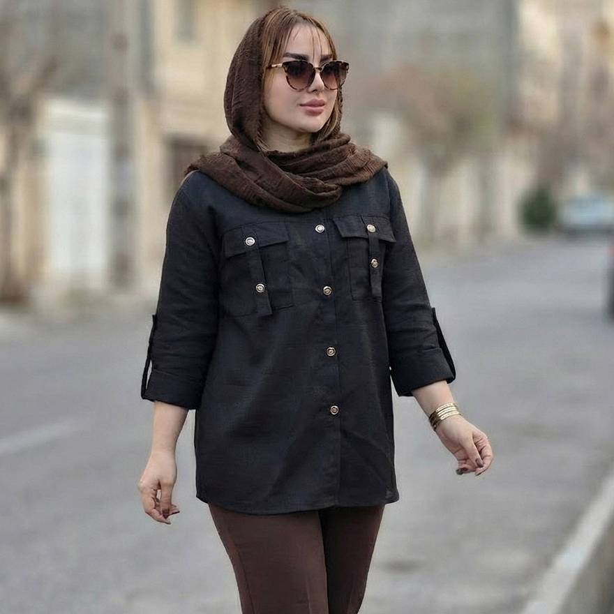 مانتو جیب صلیبی مشکی - مانتو پاتریس رشت