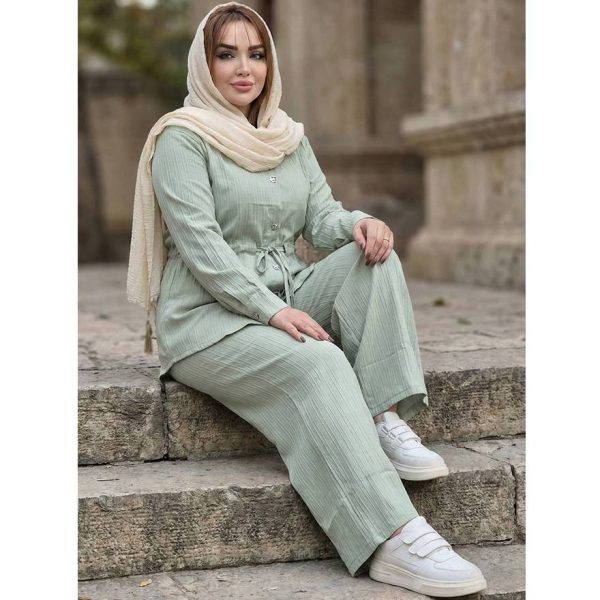 ست مانتو شلوار آیوا کمرگت