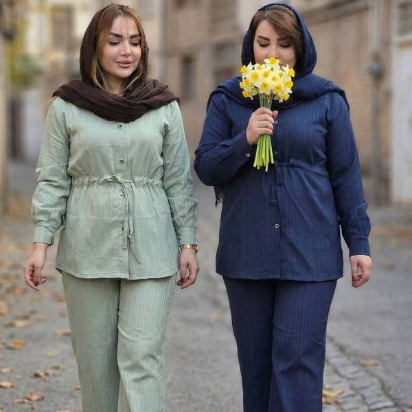 ست مانتو شلوار آیوا کمرگت - مانتو پاتریس رشت